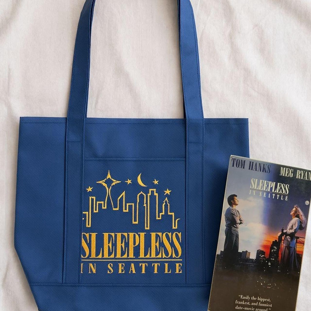 Vintage 90s rare Sleepless in Seattle promotional collectible blue tote bag